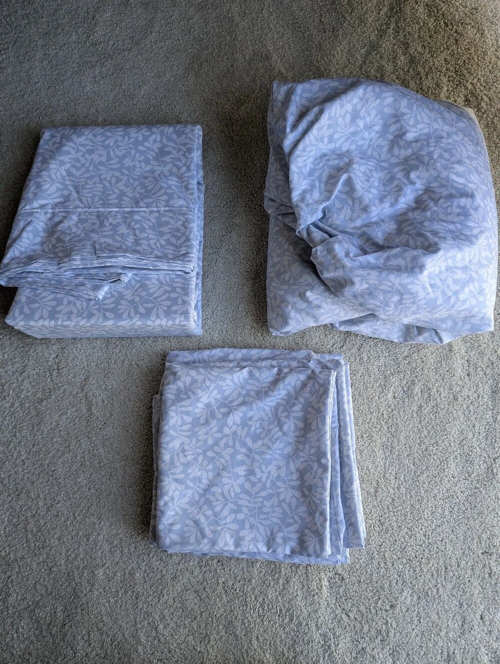 6 Piece King Size  Light Blue Floral  Bedding Set